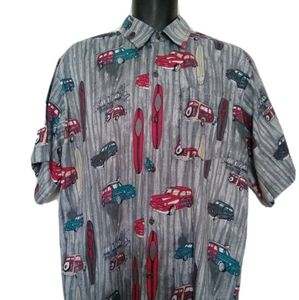 Whooos Surfing and Cars  Button Up Size M